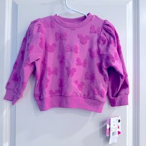Disney Junior Minnie Mouse Pink Toddler Girl Cotton Blend Sweatshirt Shirt New